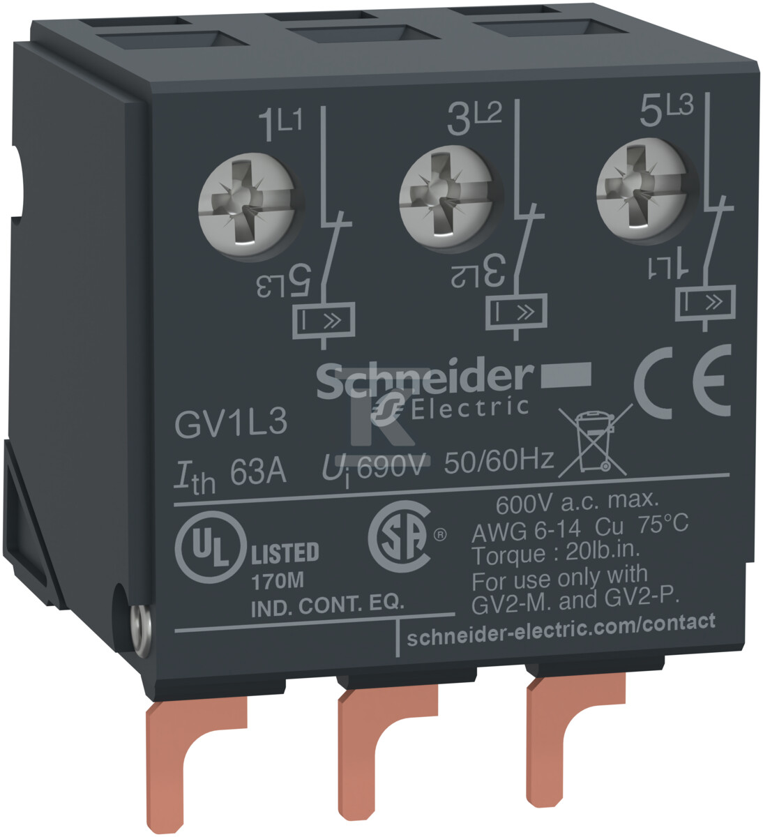 Обмежувач струму для вимикача двигуна - GV1L3