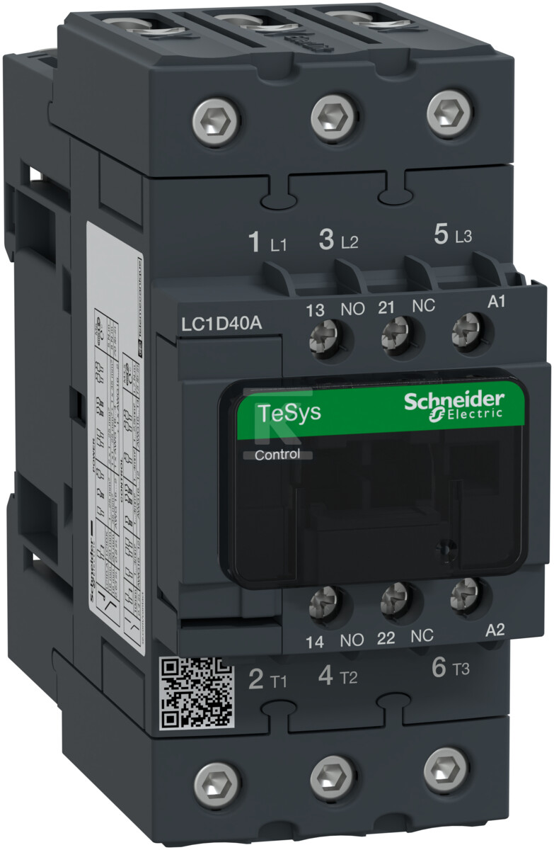 TeSys D power contactor 40A 3P 1NO 1NC - LC1D40AB7