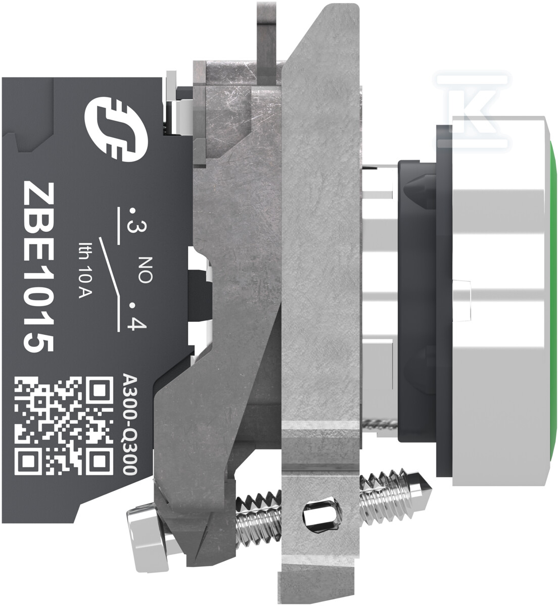 Przycisk metalowy, zielony, 1 NO, białe - XB4BA33115