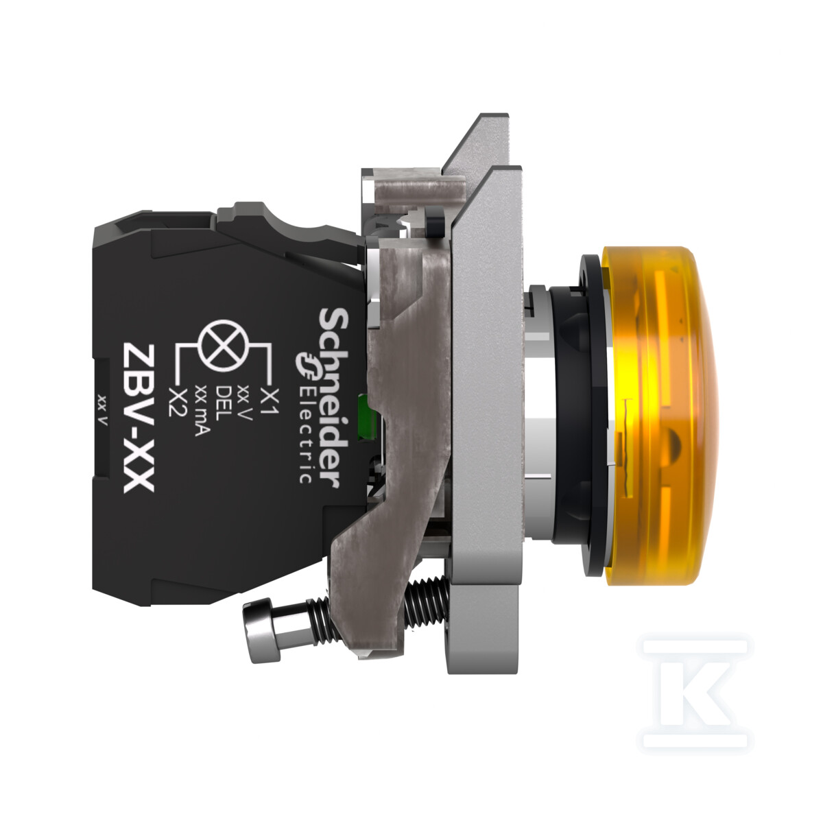 Yellow LED 24V metal signal lamp - XB4BVB5EX