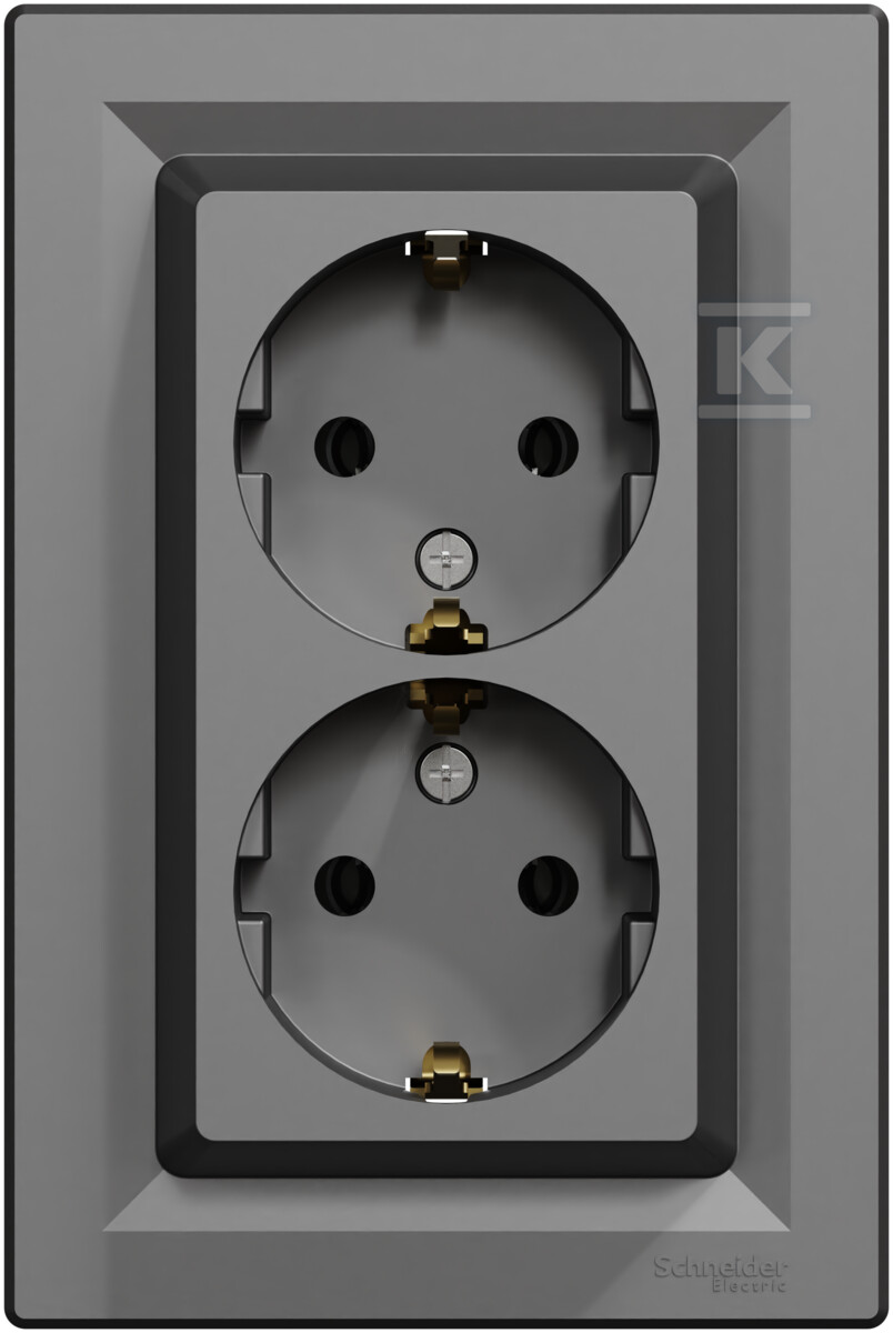 SCHUKO double socket, ASFORA anthracite - EPH9900171