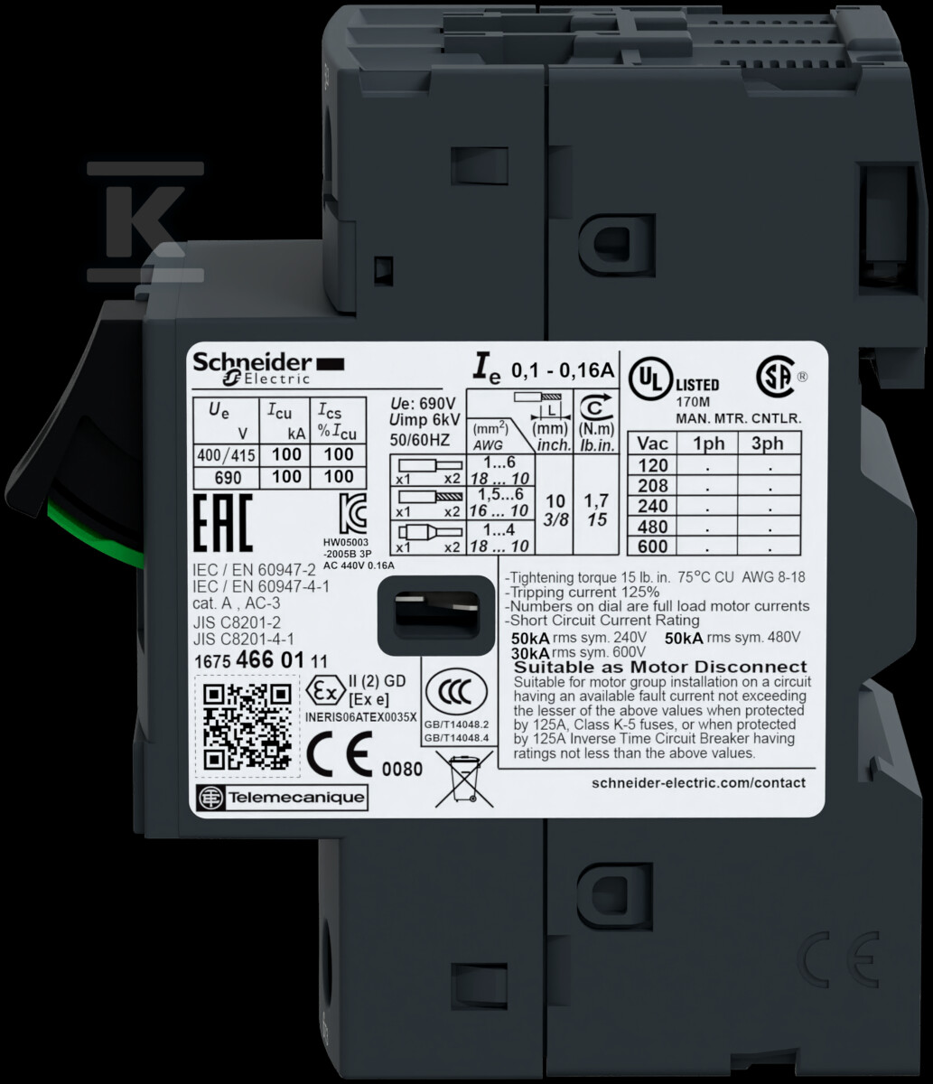 Motor switch GV2ME push-button actuator - GV2ME07