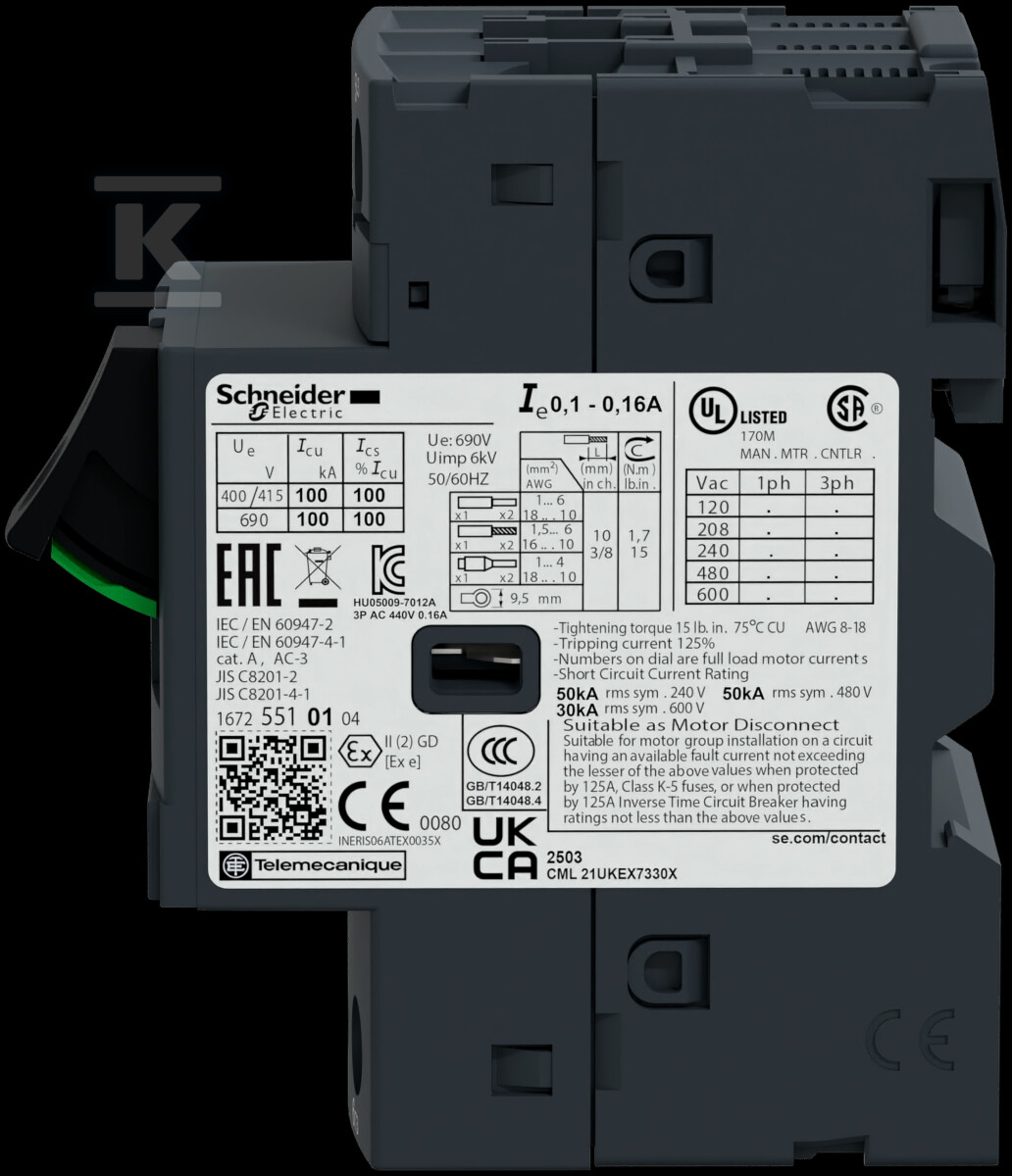 Вимикач двигуна GV2ME привід кнопковий - GV2ME106