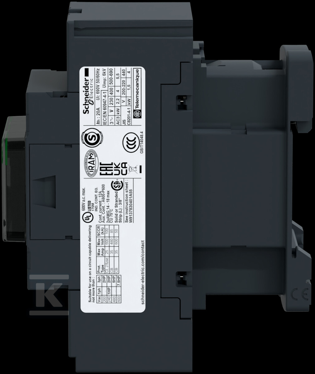 Контактор силовий TeSys D AC3 12A 3P - LC1D123P7