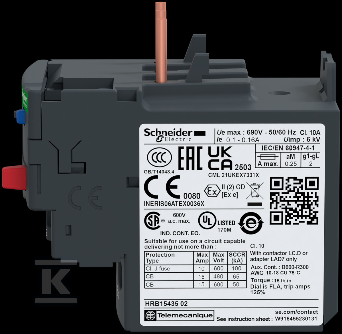 TeSys LRD 9-13A thermal overload relay, - LRD16