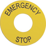 Etiqueta redonda amarela 60mm EMERGENCY STOP