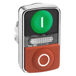 Botão duplo verde/vermelho com identificação metálica Harmony XB4