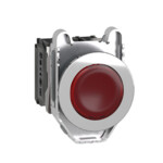 Przycisk podświetlany zlicowany metal czerwony O30 zintegrowana dioda LED 120V AC 1 NO + 1 NC Harmony XB4