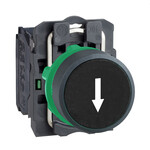Botão plano preto, plástico, marcado com seta DOWN Harmony XB5