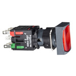 Przycisk podświetlany, czerwony, płaski, 1 NO+1 NC, 12...24 V AC/DC, prostokąt, plastik Harmony XB6