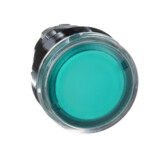Cabeça de botão plana com retorno por mola, lâmpada BA9s, verde metalizado Harmony XB4