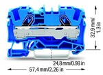 Bloc de borne cu trecere cu 2 conductori de 6 mm pentru aplicații Ex e II și Ex și inscripție laterală și centrală pentru șina TS 35 x 15 și 35 x 7,5 CLIP DE CUȘTIE Push-in 6,00 mm albastru