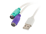 Адаптер USB-A(m) 2.0->2X PS/2 білий
