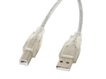 Кабель USB-A(м)->USB-B(м) 2.0 1,8м прозорий з феритом