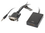 Адаптер VGA(м)+MiniJack 3.5 мм(м) -> HDMI(ф) на кабелі 20 см чорний