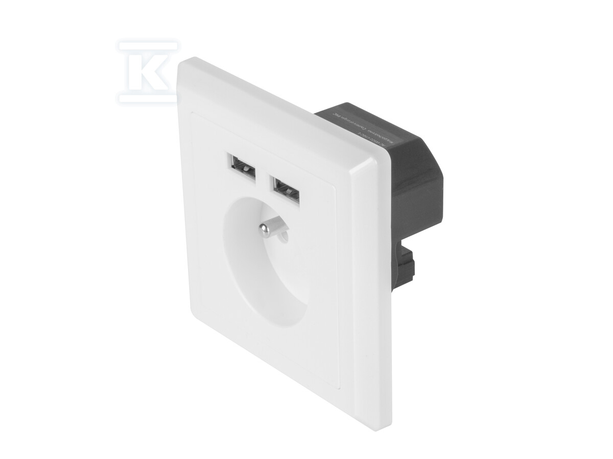 Gniazdo podtynkowe 230 V pojedyncze + - AC-WS01-USB2-E