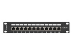 Patch panel 12 портів 1U 10" кат. 5E FTP з органайзером кабелів екранований чорний