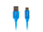Кабель USB-C(male)->USB-A(male) 2.0 1м блакитний преміум 5 A
