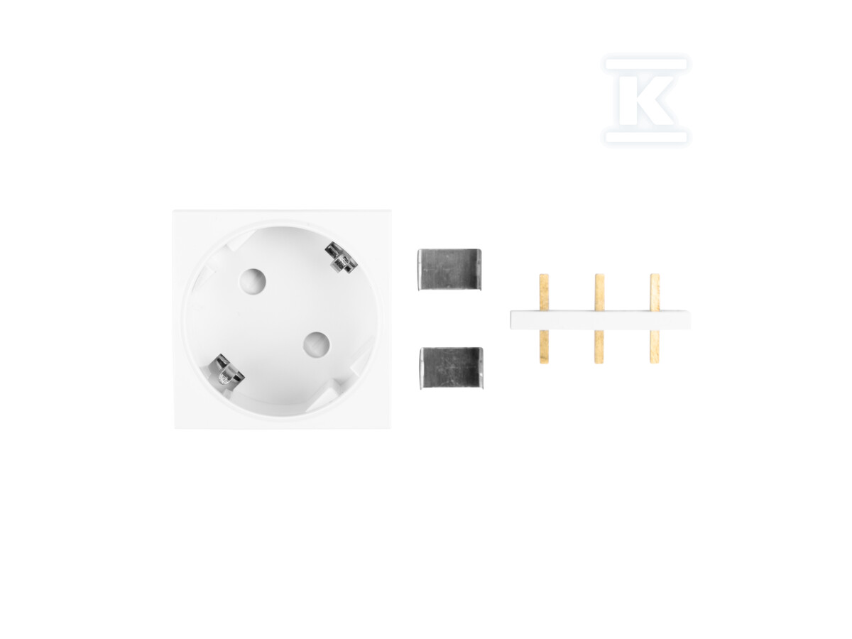 Gniazdo 45x45 230 V pojedyncze schuko + - AC-4545-F-W