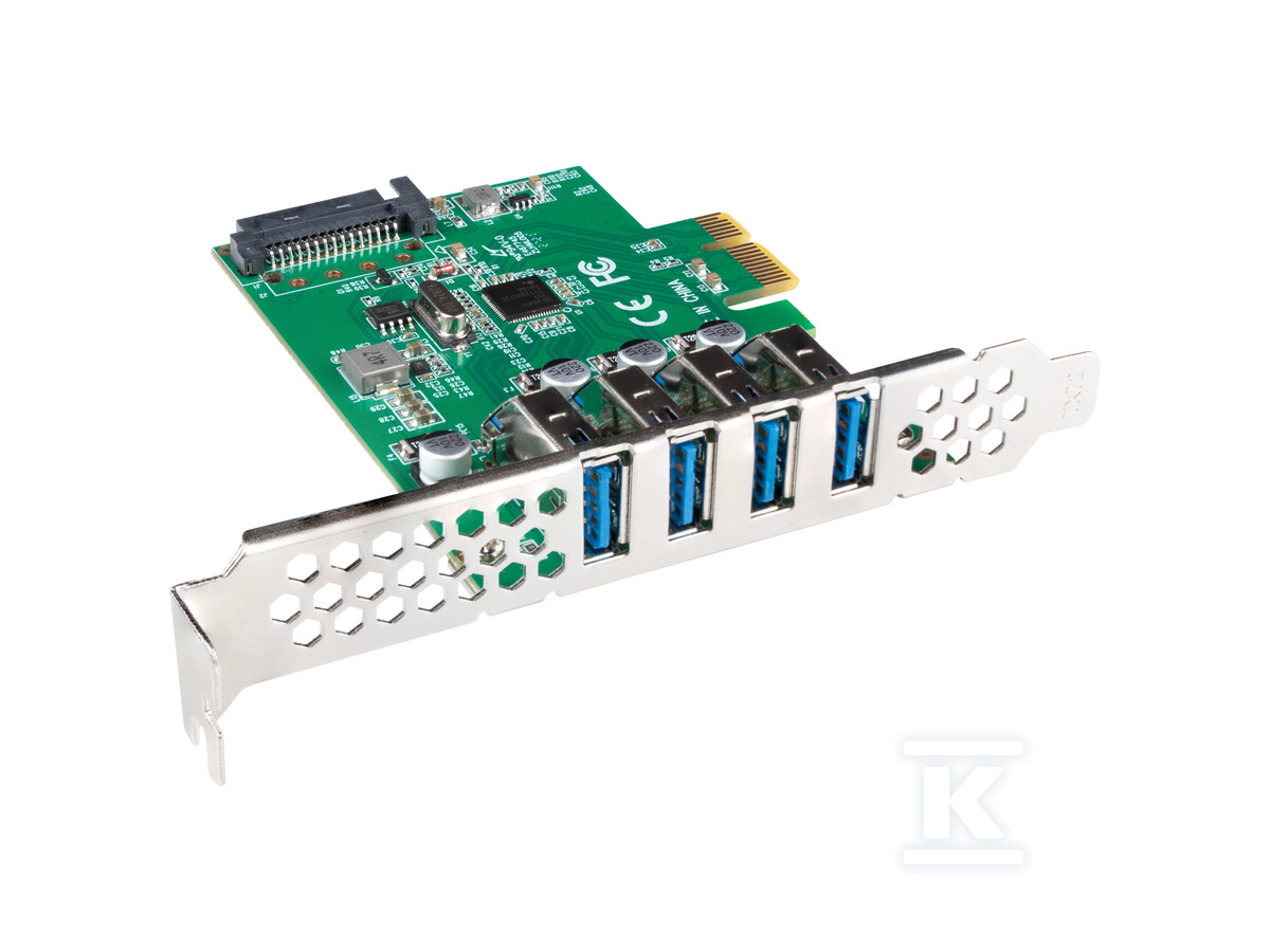 Карта PCI express X1->4X USB-A 3.1 GEN1 - PCE-US3-004