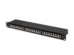 Patch panel 24 порти 1U 19" кат. 6 A FTP з організатором кабелів, екранований, чорний