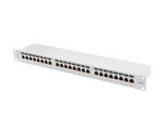 Patch panel 24 порти 1U 19" кат. 6 A FTP з організатором кабелів, екранований, сірий