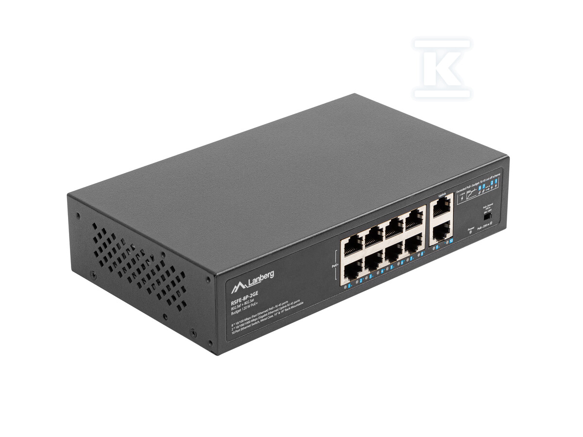Switch 8x 100MB POE+/2X 1GB некерований - RSFE-8P-2GE-120
