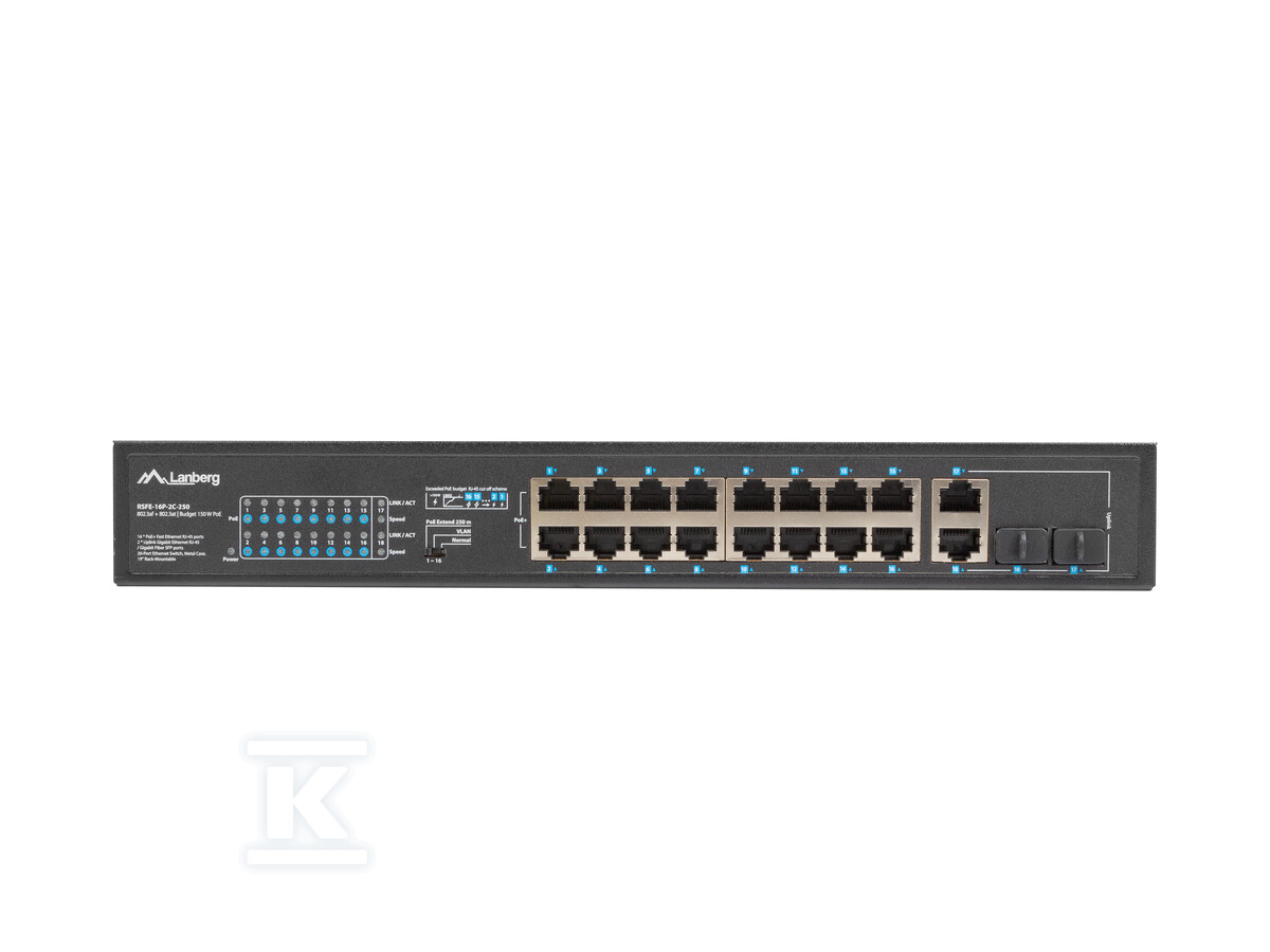 Switch 16x 100MB POE+/2X комбо - RSFE-16P-2C-250