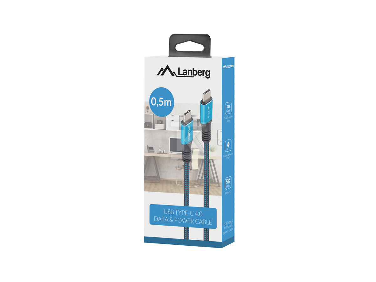 Kabel USB-C M/M USB4 0,5m 100 W 8K 30Hz - CA-CMCM-45CU-0005-BK