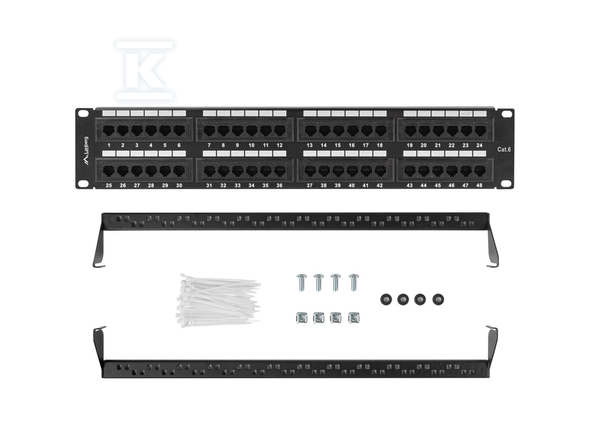 Patch panel 48 порт 2U 19" кат. 6 UTP - PPU6-2048-B