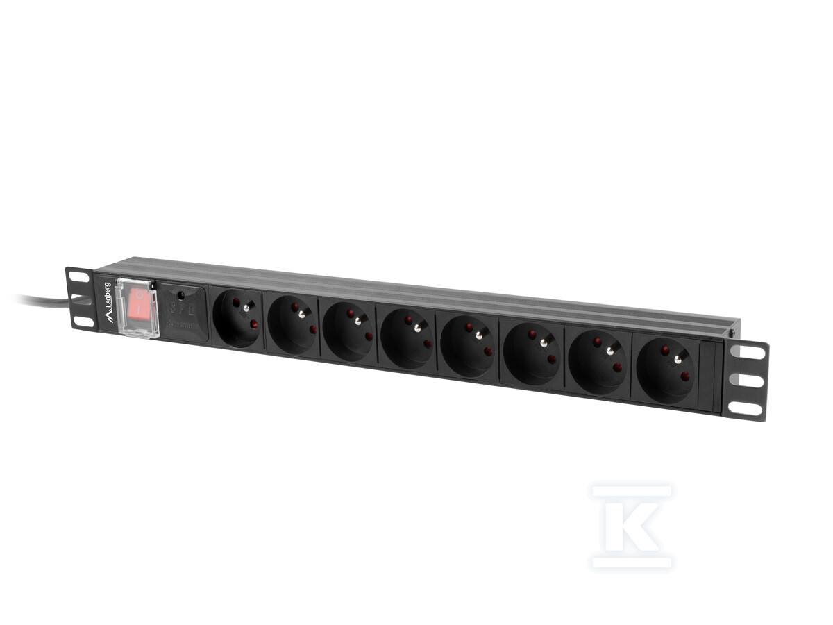 Роз'ємна стійка PDU 19" 1U 16 A 8x 230 - PDU-08E-0200-BK