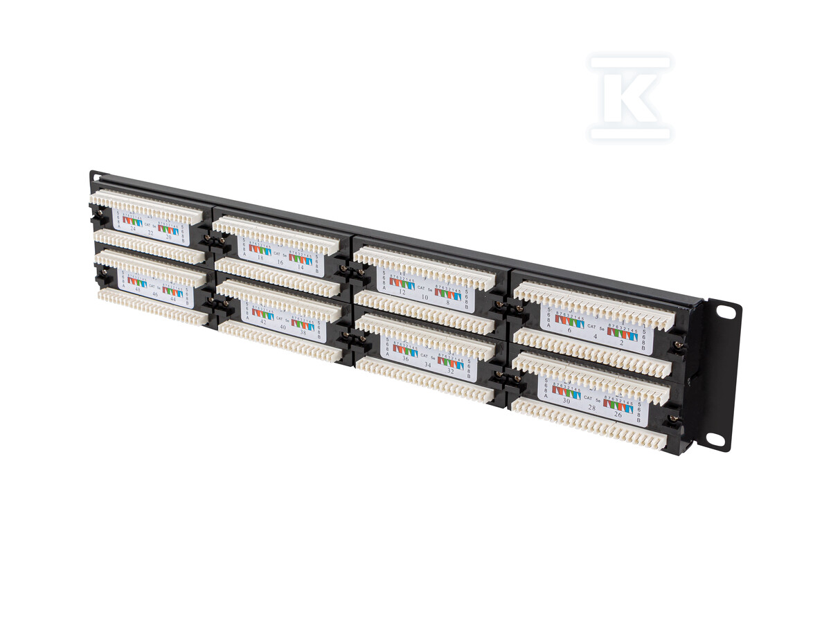 Patch panel 48 портів 2U 19" кат. 5E - PPU5-2048-B