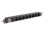 Роз'ємна панель живлення RACK PDU 19" 1U 16 A 8x schuko 2м чорна