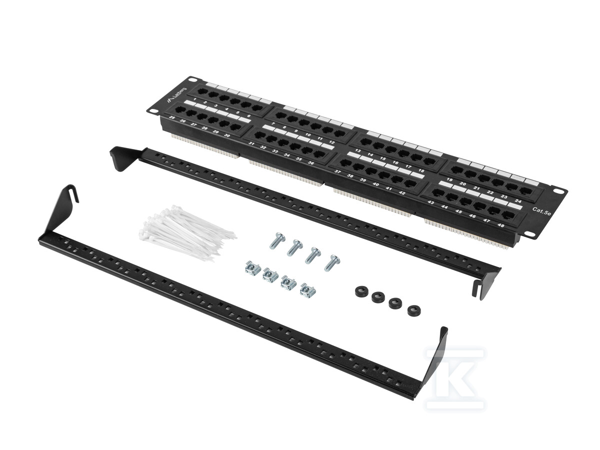 Patch panel 48 портів 2U 19" кат. 5E - PPU5-2048-B