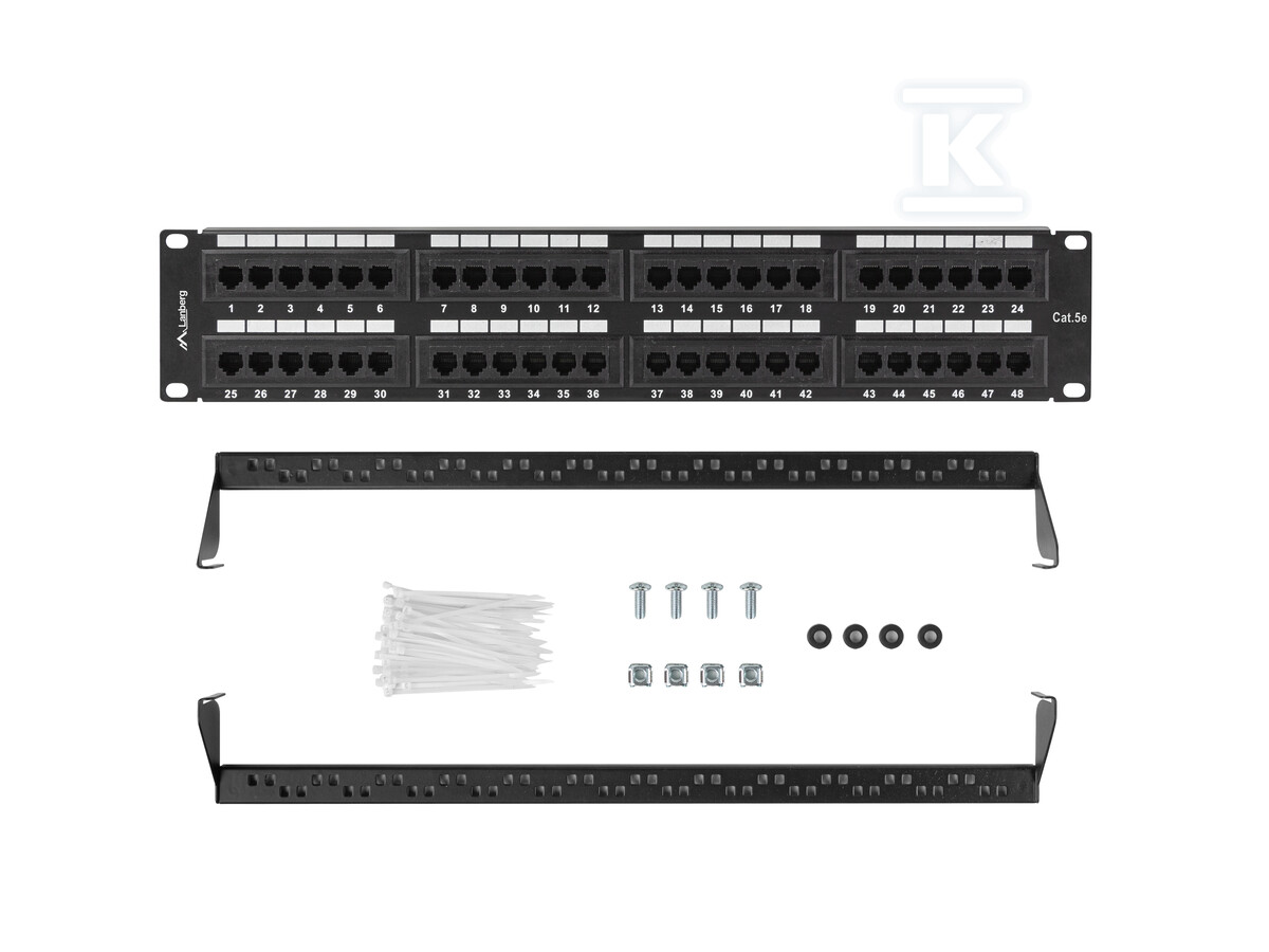 Patch panel 48 портів 2U 19" кат. 5E - PPU5-2048-B