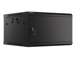 Шафа інсталяційна RACK підвісна 19" 6U 600x600 чорна металеві двері (розбірна)