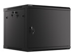 Шафа інсталяційна RACK підвісна 19" 9U 600x600 чорна металеві двері (розбірна)