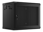 Шафа інсталяційна RACK підвісна 19" 9U 600x450 чорна двері перфоровані (розбірна)