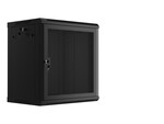 Шафа інсталяційна RACK підвісна 19" 12U 600x450 чорна двері перфоровані (flat pack)