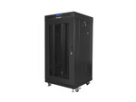 Стелаж інсталяційний RACK стійка 19" 22U 600x600 чорна двері перфоровані LCD (flat pack) V2