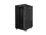 Стелаж інсталяційний RACK стійкий 19" 22U 800x800 чорний скляні двері LCD (розбірна конструкція) V2