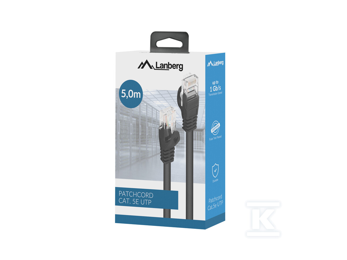 Patchcord kat. 5E UTP 5m czarny box - PCU5-15CC-0500-BK