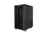 Стелаж інсталяційний RACK стійкий 19" 22U 800x800 чорний скляні двері LCD (розбірна конструкція) v2