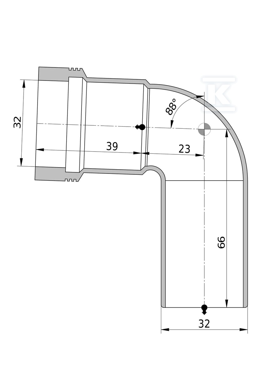 Koleno HT 32x32/88 sanit.biele - 3021734