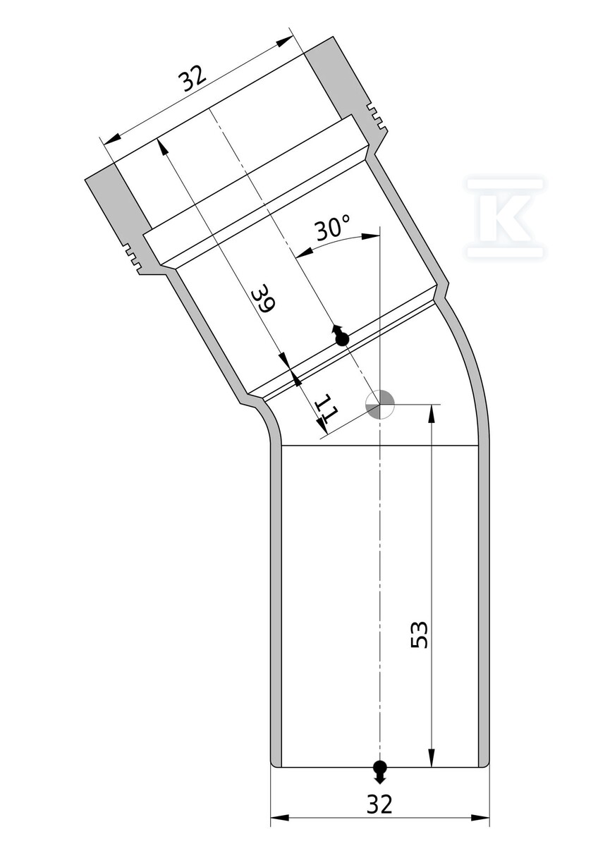 Koleno HT 32x32/30 sanit.biele - 3021731