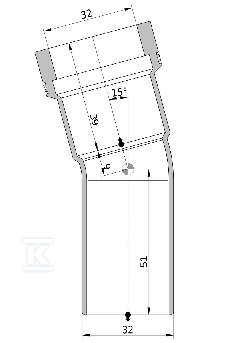 Koleno HT 32x32/15 sanit.biele - 3021730