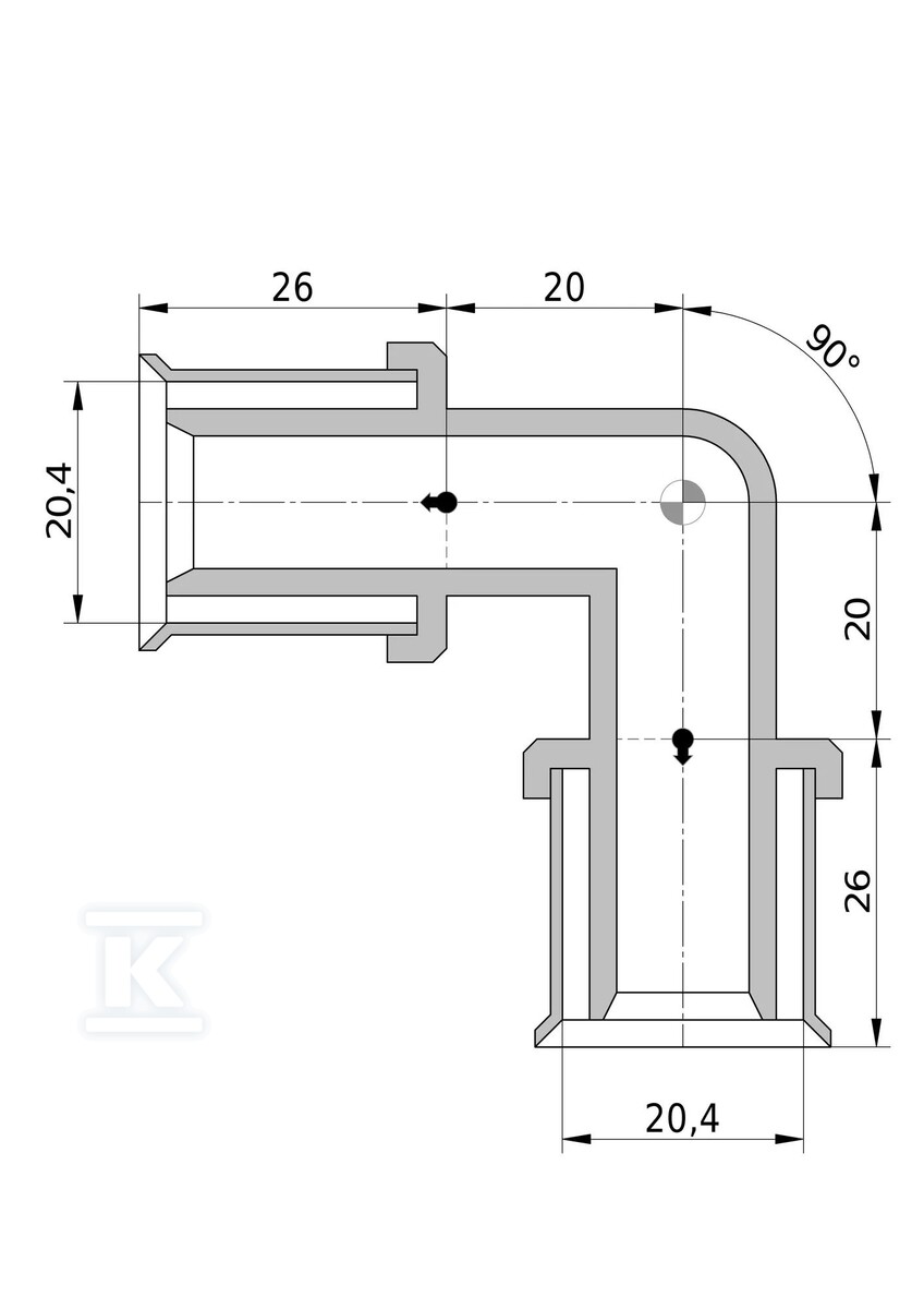 Koleno 90o Tigris M5 fi 20 - 4064200