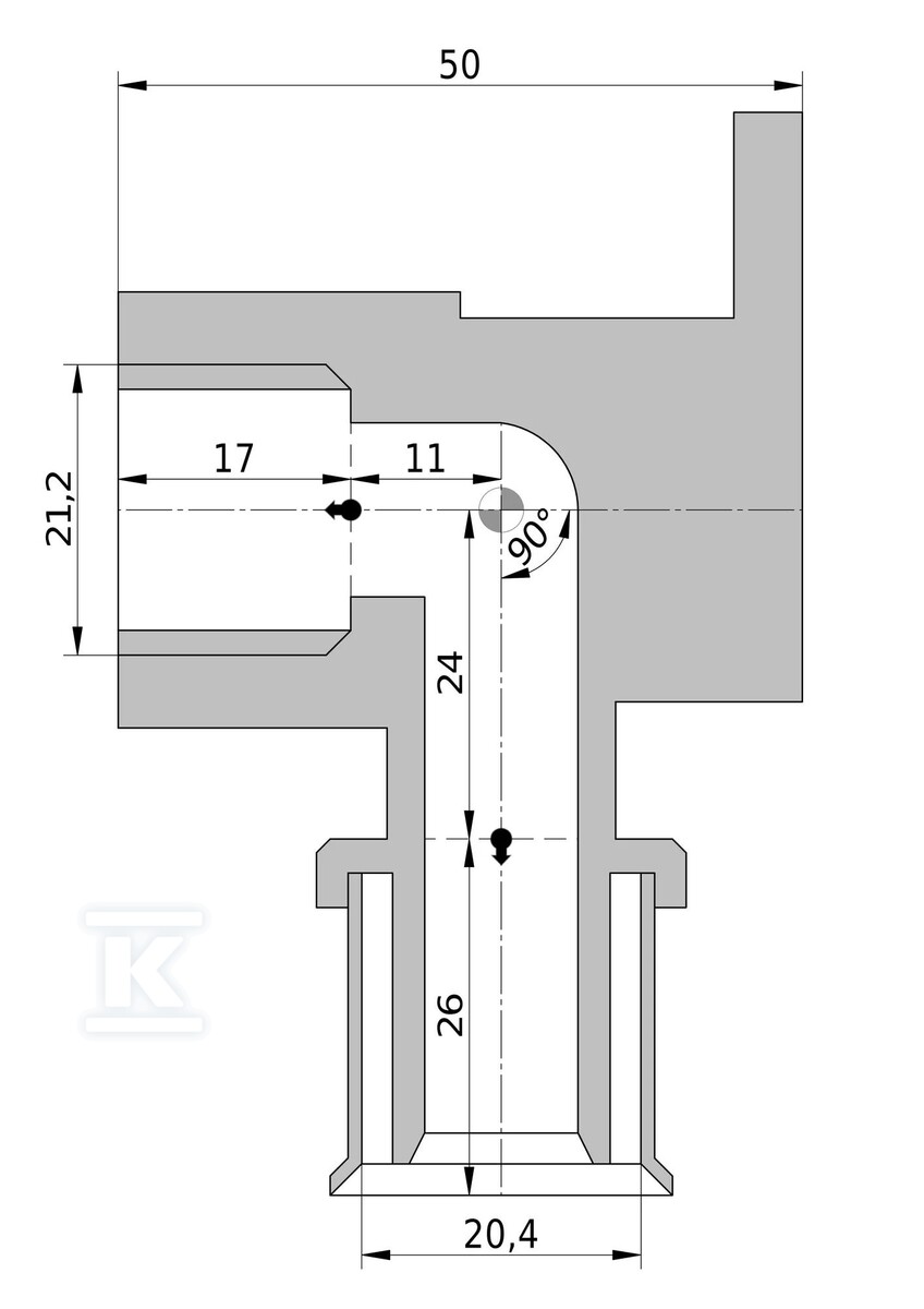 GW nástenné koleno K5 C/Z W PN10 20/ - 3079855