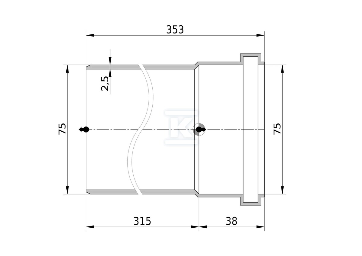 PVC rúrka 75x2,5x315 sanitárna šedá - 3043777