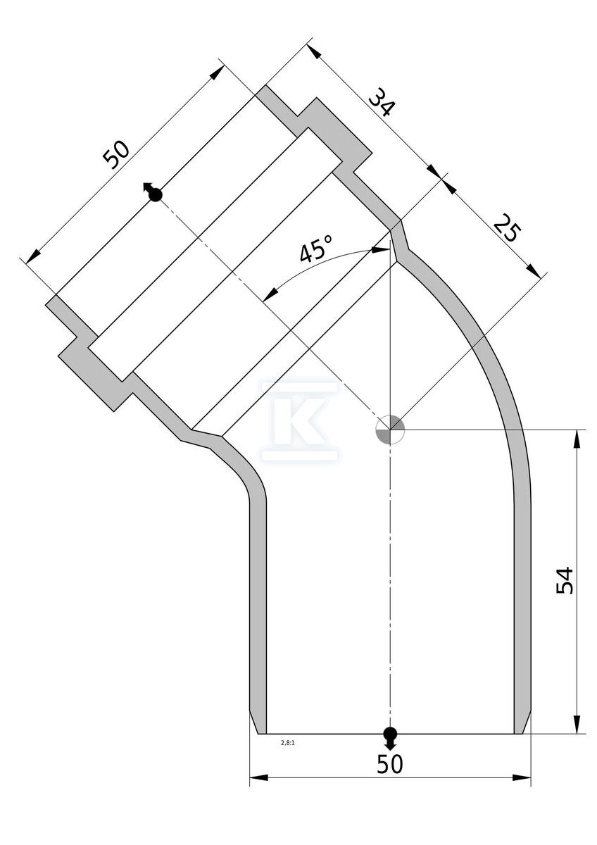 PVC-HT koleno 50/45 sanitarno, za - 3033697